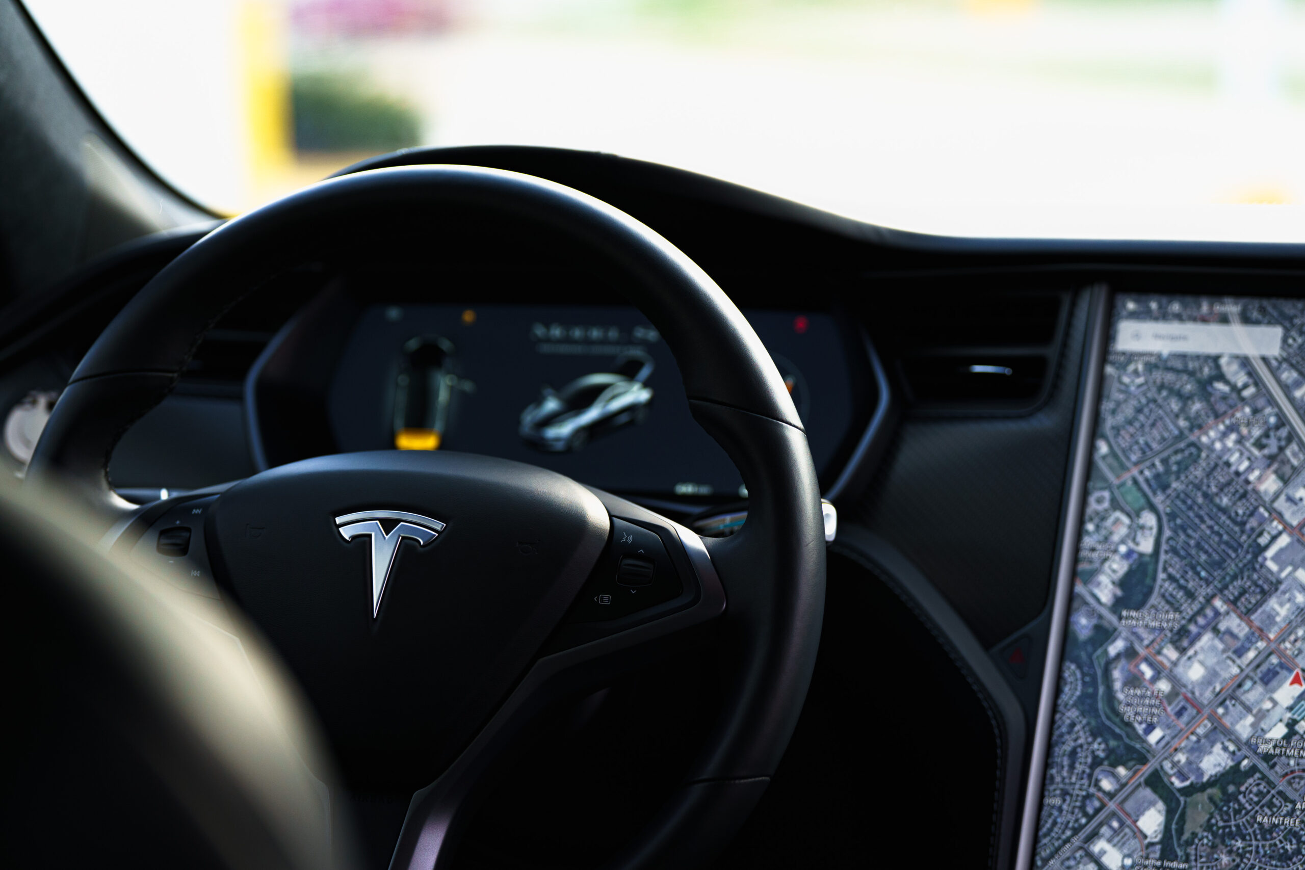 A clean tesla interior, brought to you by Fireball Detailing products.