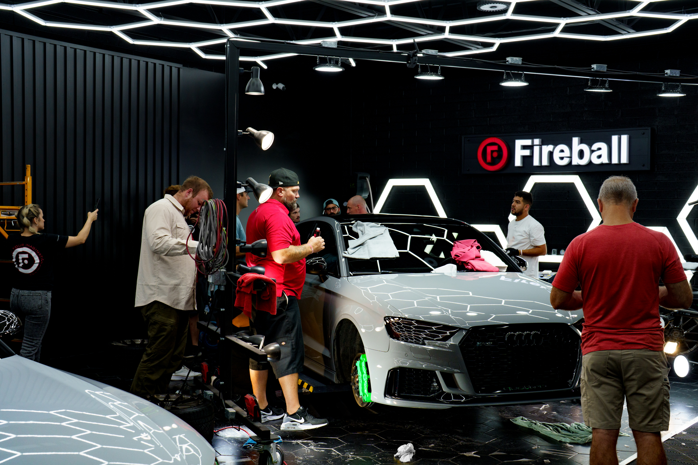 Fireball Installers prepare to coat an Audi RS3 Quattro with Fireball Ceramic Coatings