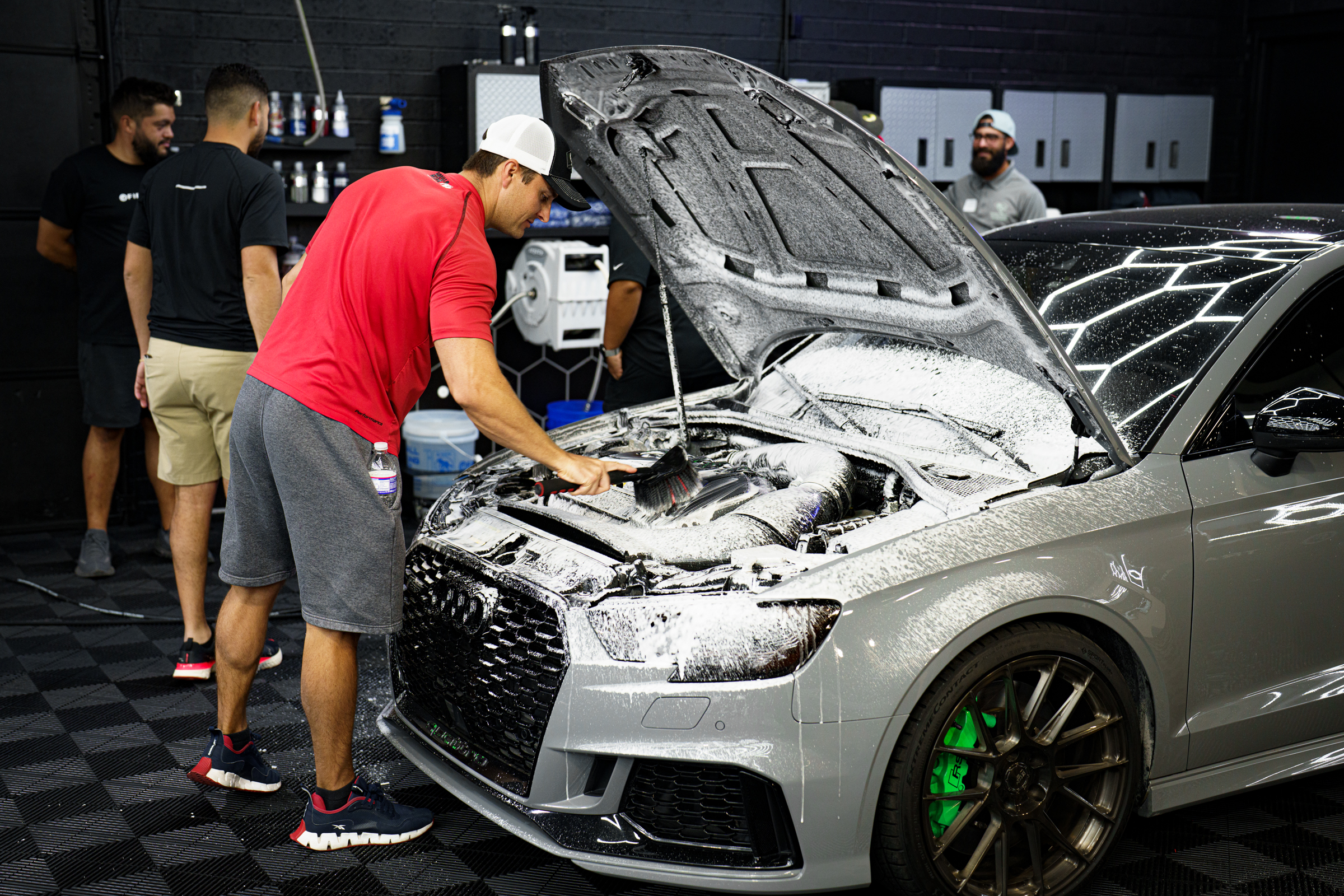 Fireball Installers prepare to coat an Audi RS3 Quattro with Fireball Ceramic Coatings