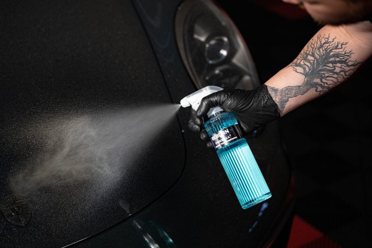 Spraying a Fireball product